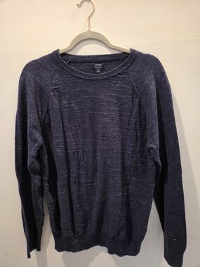 J.Crew Navy Heathered Crewneck Sweater